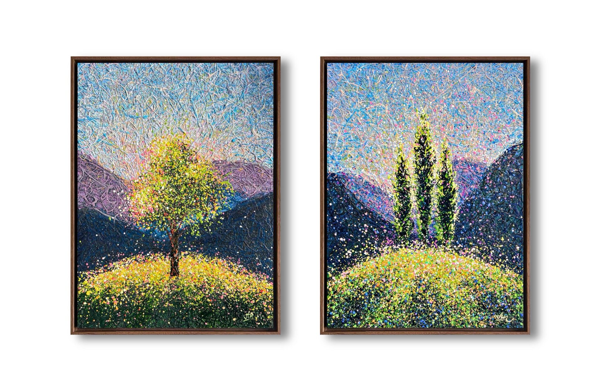 When Calm Becomes Alive – diptych, cappuccino frame by Nadin Antoniuk | View 11 | Buy Original Artwork Online