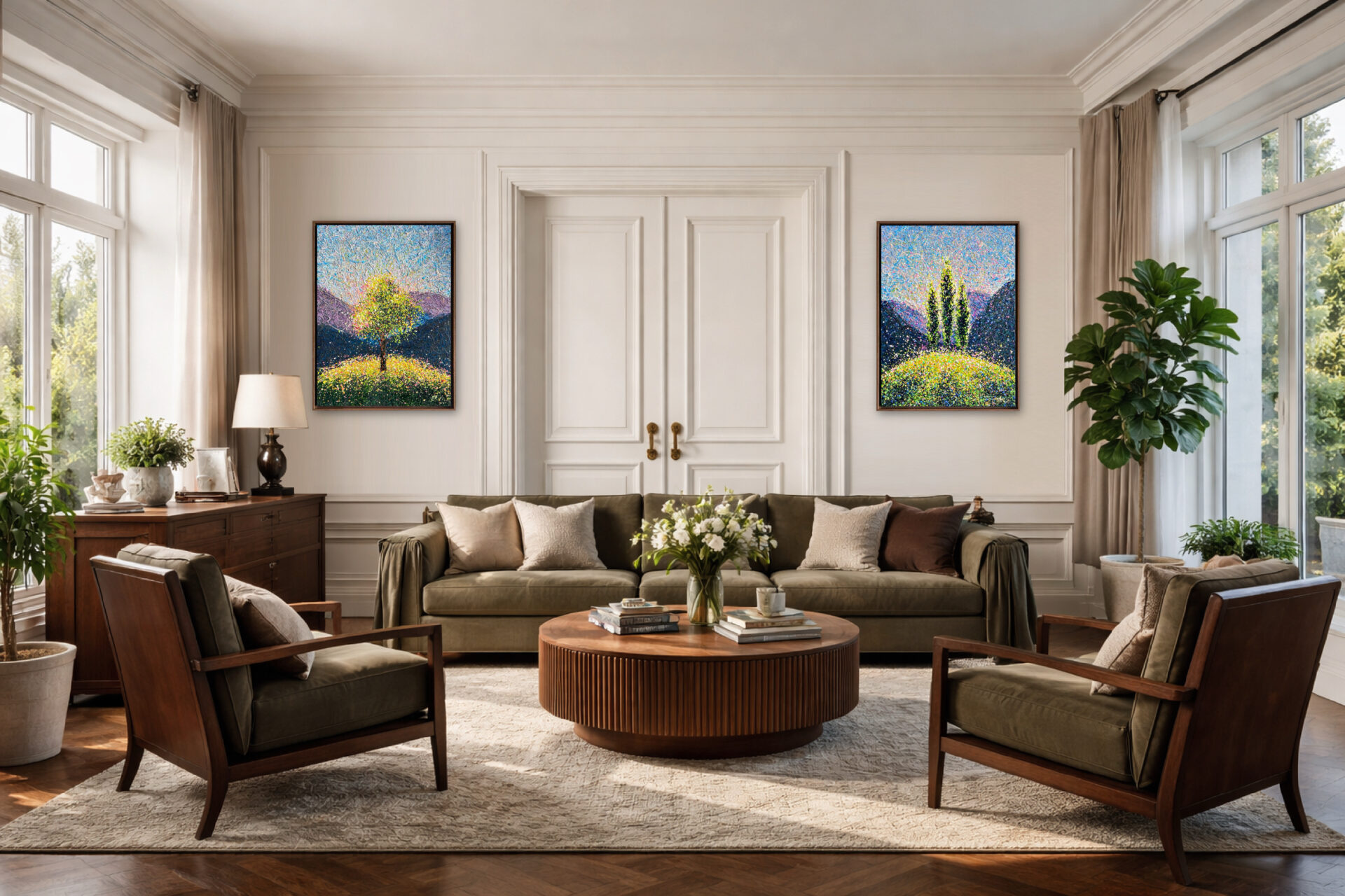 When Calm Becomes Alive – diptych, cappuccino frame by Nadin Antoniuk | View 5 | Buy Original Artwork Online