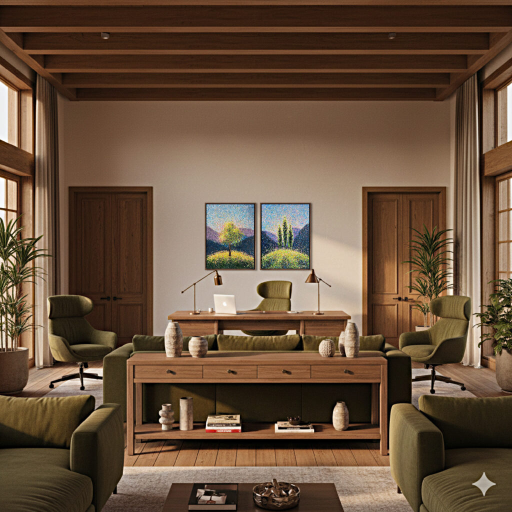 When Calm Becomes Alive – diptych, cappuccino frame by Nadin Antoniuk | Buy Original Artwork Online