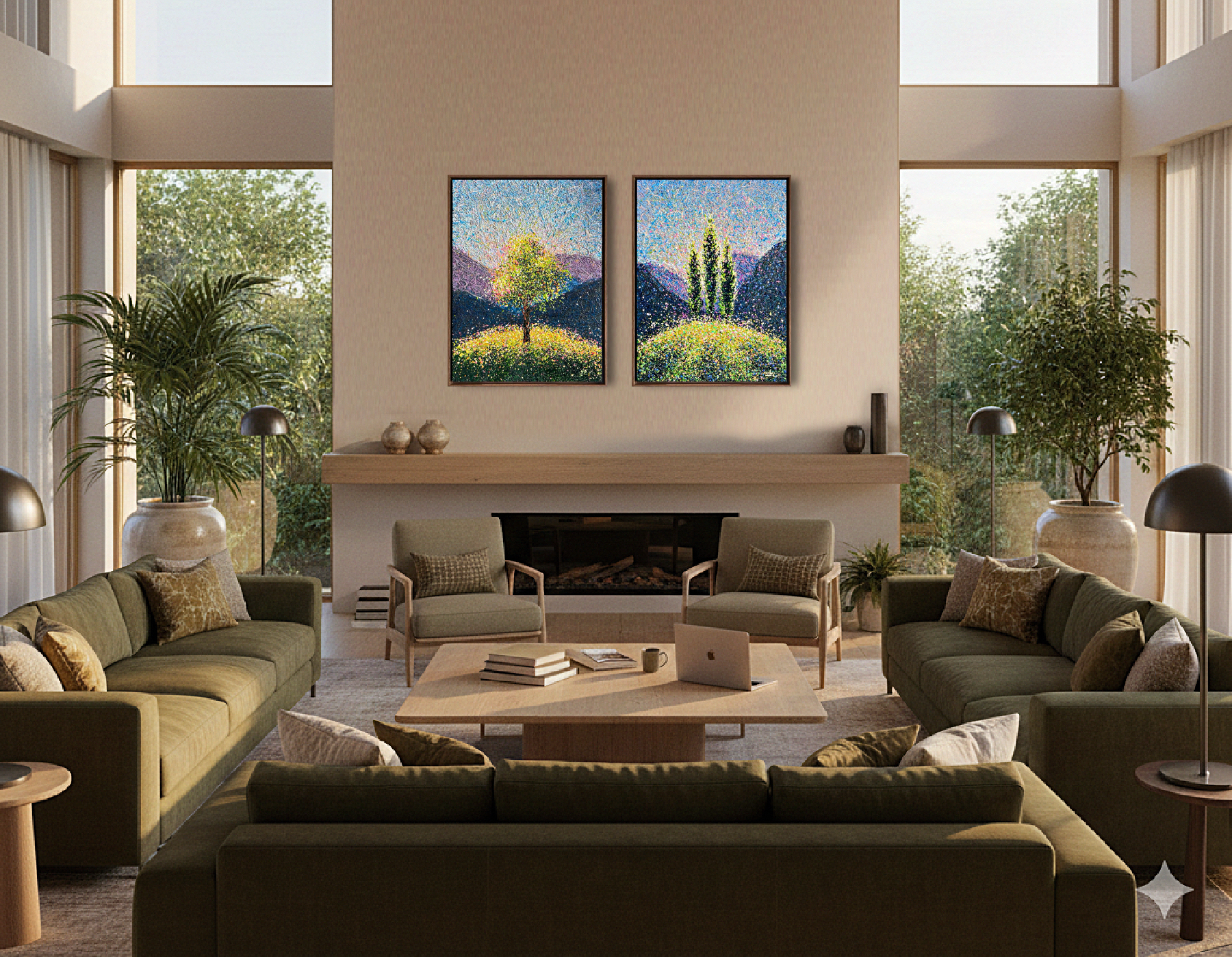 When Calm Becomes Alive – diptych, cappuccino frame by Nadin Antoniuk | View 14 | Buy Original Artwork Online