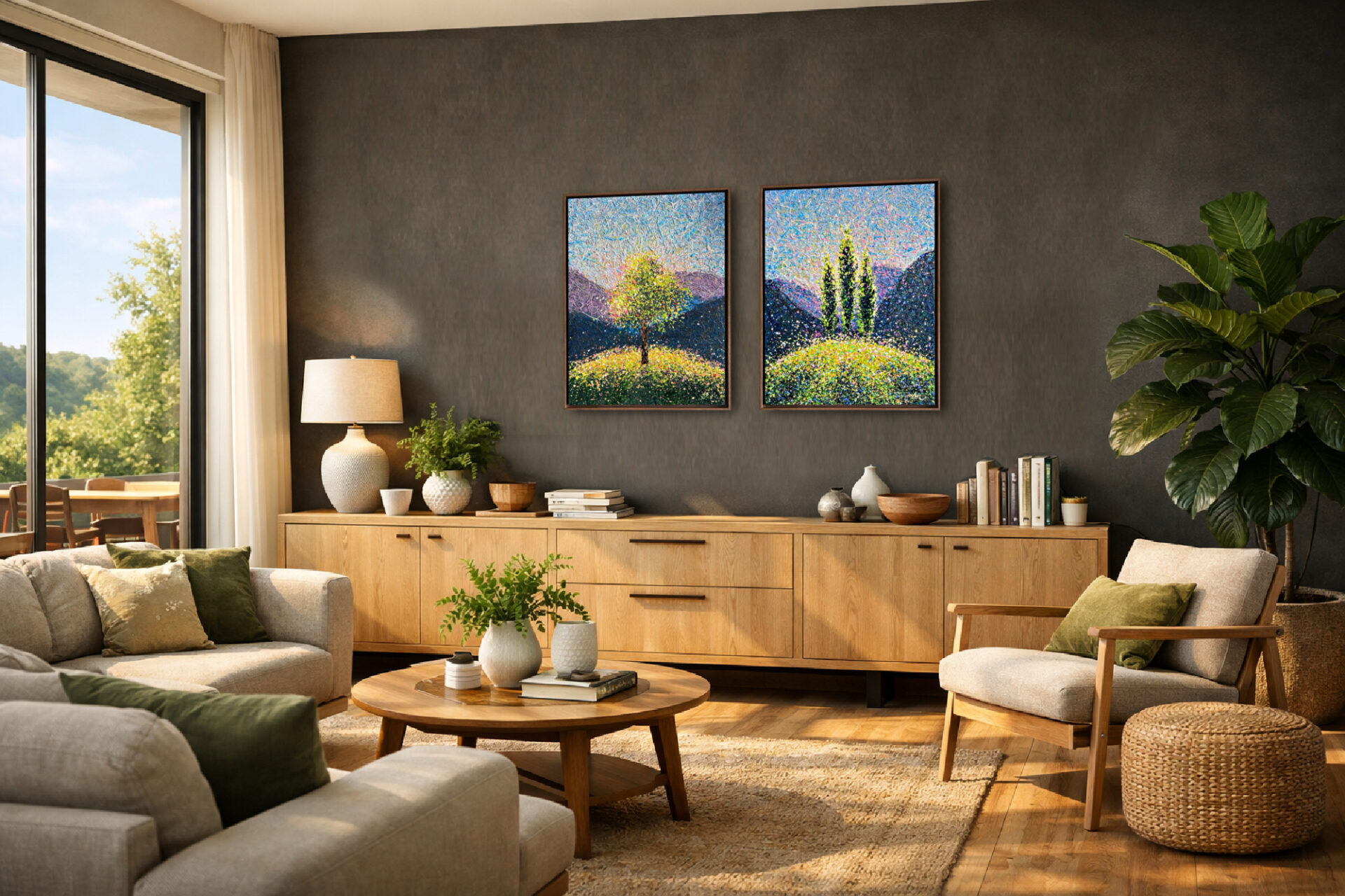 When Calm Becomes Alive – diptych, cappuccino frame by Nadin Antoniuk | View 20 | Buy Original Artwork Online