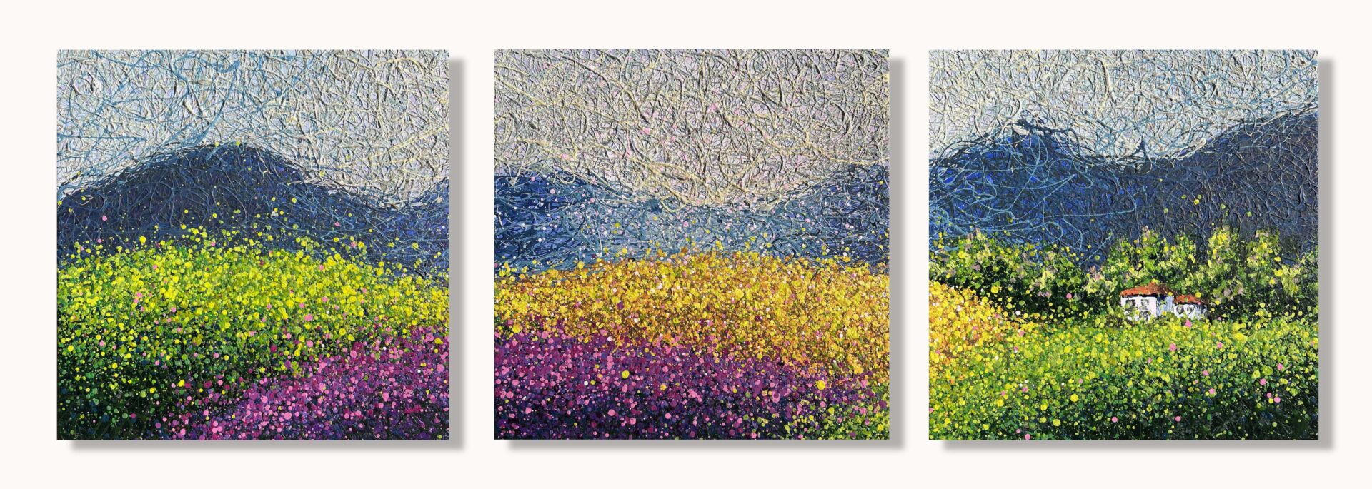 Lavender Dreams of Tuscany – triptych by Nadin Antoniuk | View 1 | Buy Original Artwork Online