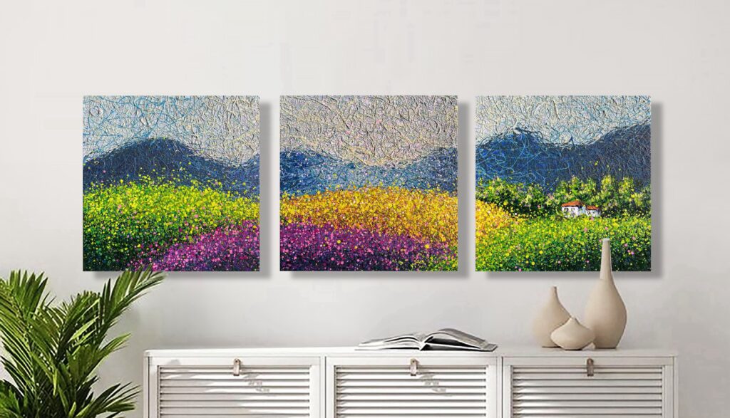 Lavender Dreams of Tuscany – triptych by Nadin Antoniuk | Buy Original Artwork Online